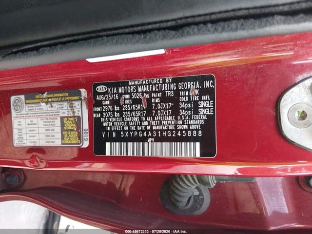 2017 KIA SORENTO 2.4L LX 9