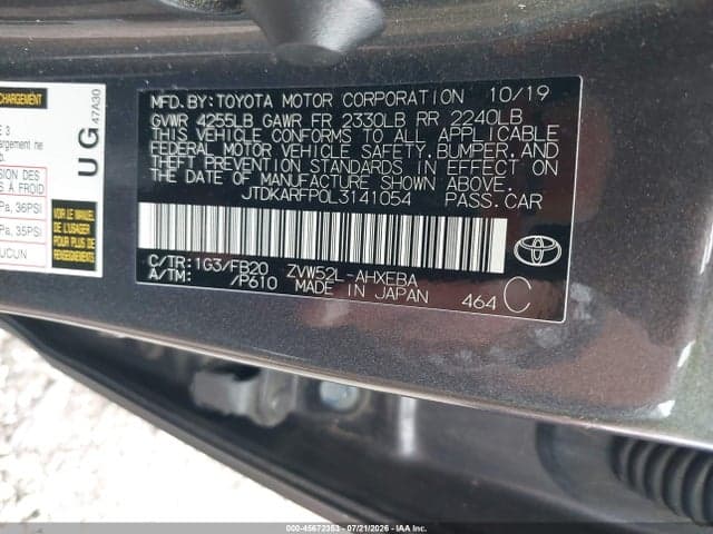2020 TOYOTA PRIUS PRIME LE 9