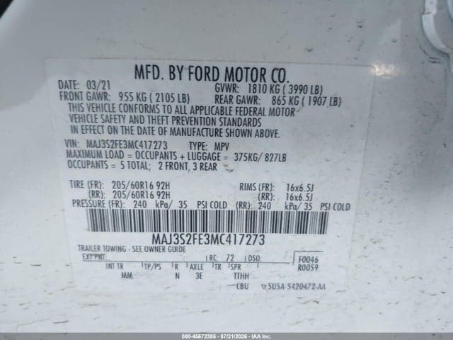 2021 FORD ECOSPORT S 9