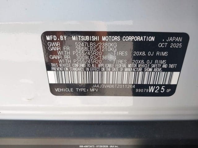 2026 MITSUBISHI OUTLANDER LE 2.5 2WD/SE 2.5 2WD 9