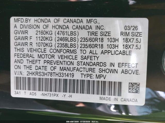 2026 HONDA CR-V EX-L 2WD 9