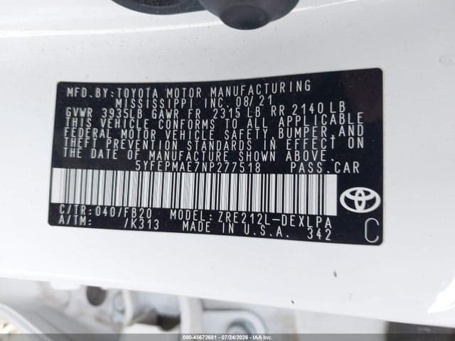 2022 TOYOTA COROLLA LE 9