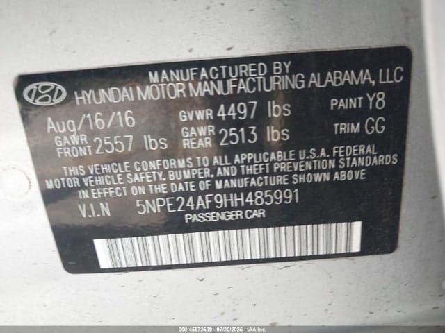 2017 HYUNDAI SONATA 9