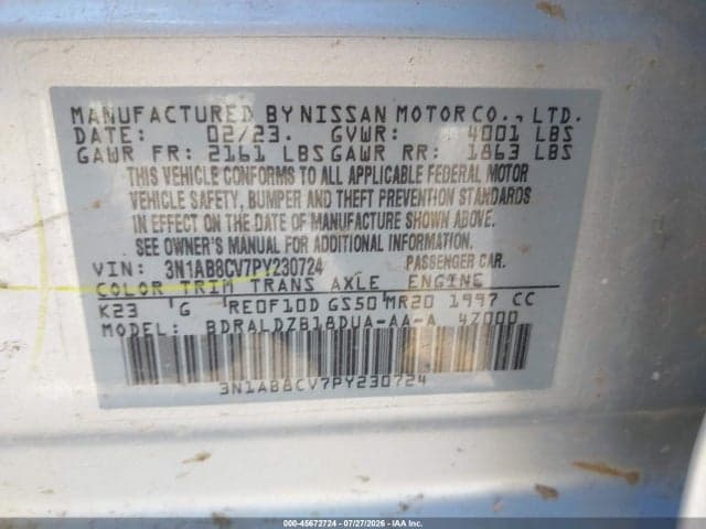 2023 NISSAN SENTRA SV XTRONIC CVT 9