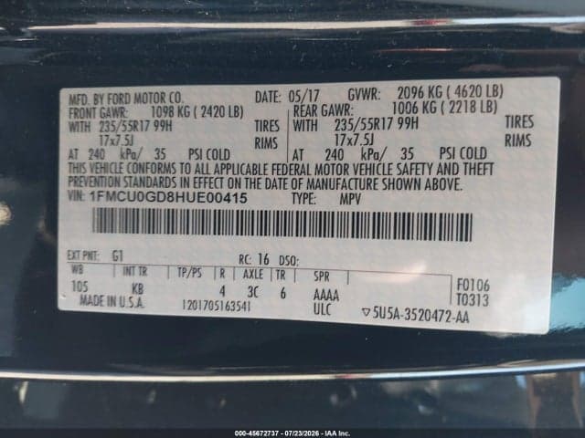 2017 FORD ESCAPE SE 9