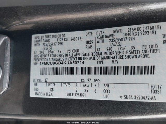 2019 FORD ESCAPE SE 9