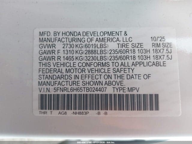 2026 HONDA ODYSSEY EX-L 9