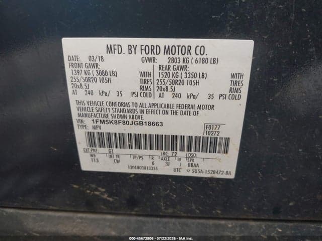 2018 FORD EXPLORER LIMITED 9
