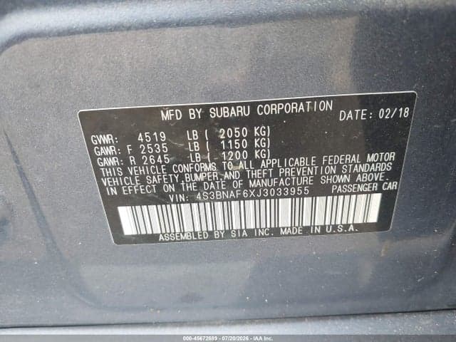 2018 SUBARU LEGACY 2.5I PREMIUM 9