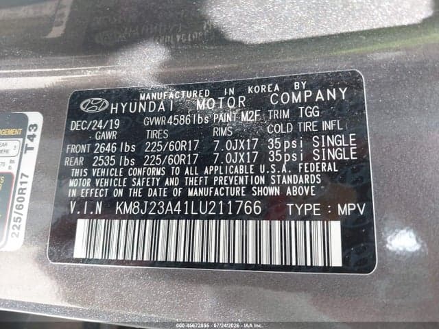 2020 HYUNDAI TUCSON SE 9