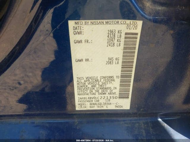 2020 NISSAN ALTIMA S FWD 9