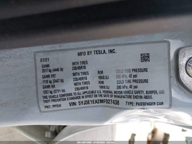 2021 TESLA MODEL 3 STANDARD RANGE PLUS REAR-WHEEL DRIVE 9