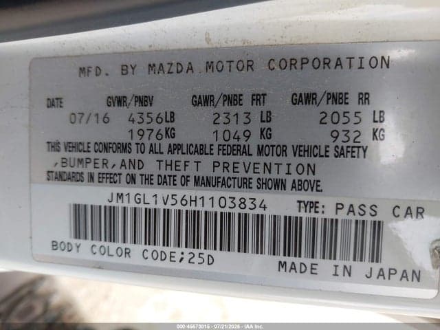 2017 MAZDA MAZDA6 TOURING 9