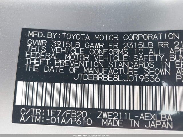 2020 TOYOTA COROLLA HYBRID LE 9