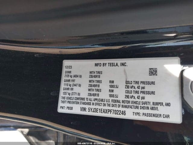 2023 TESLA MODEL 3 REAR-WHEEL DRIVE 9