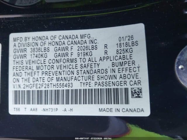 2026 HONDA CIVIC LX 9