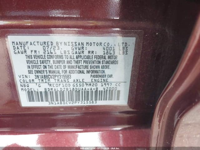 2023 NISSAN SENTRA SV XTRONIC CVT 9