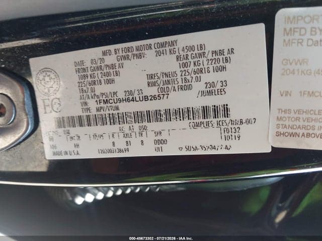 2020 FORD ESCAPE SEL 9