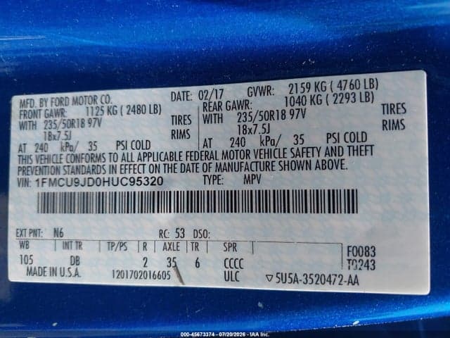 2017 FORD ESCAPE TITANIUM 9