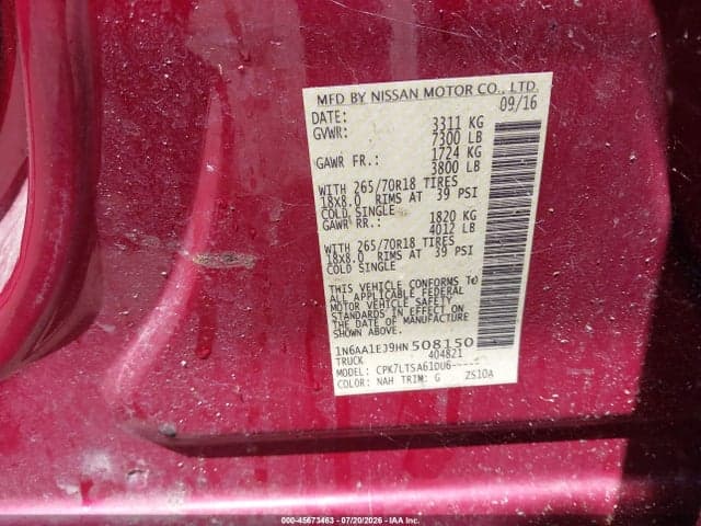 2017 NISSAN TITAN SV 9