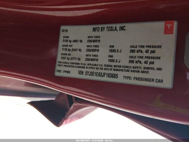 2018 TESLA MODEL 3 LONG RANGE/MID RANGE 9