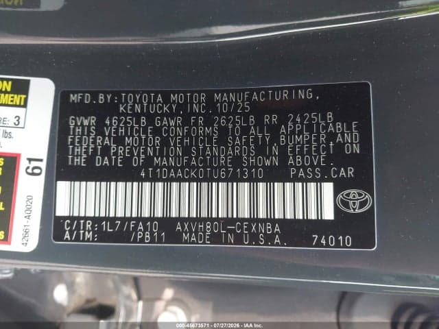 2026 TOYOTA CAMRY LE 9
