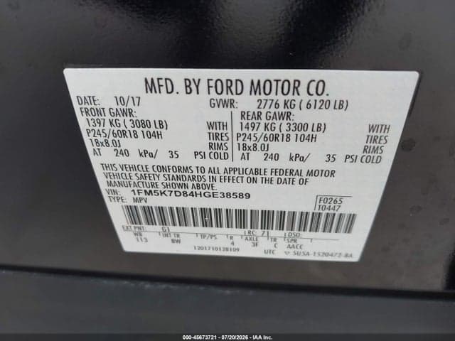 2017 FORD EXPLORER XLT 9
