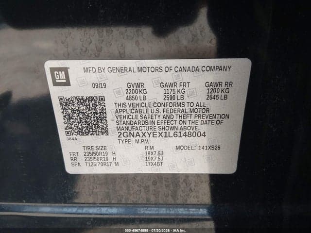 2020 CHEVROLET EQUINOX AWD PREMIER 2.0L TURBO 9