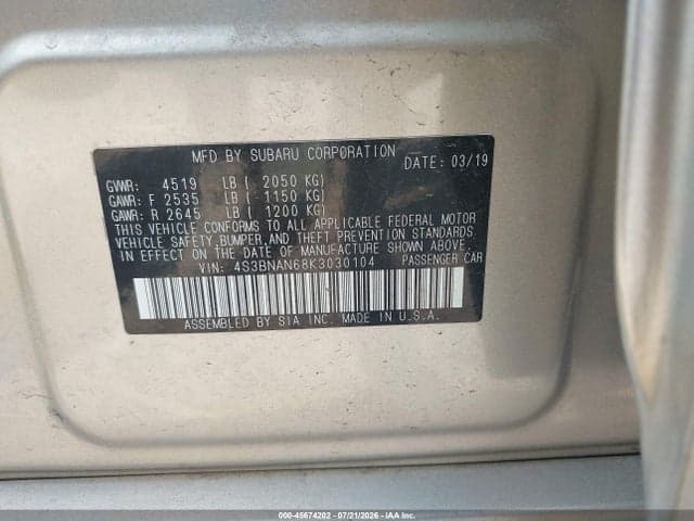 2019 SUBARU LEGACY 2.5I LIMITED 9