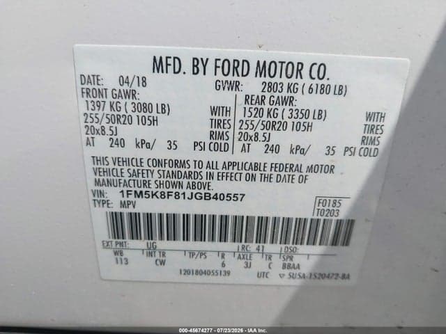 2018 FORD EXPLORER LIMITED 9