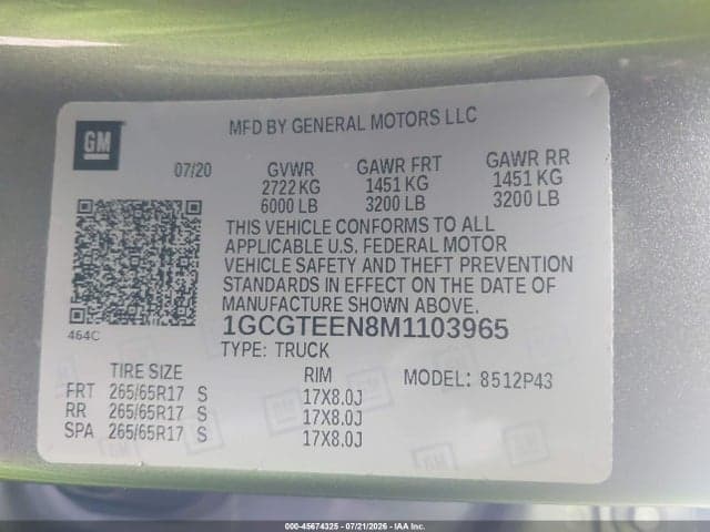 2021 CHEVROLET COLORADO 4WD SHORT BOX ZR2 9