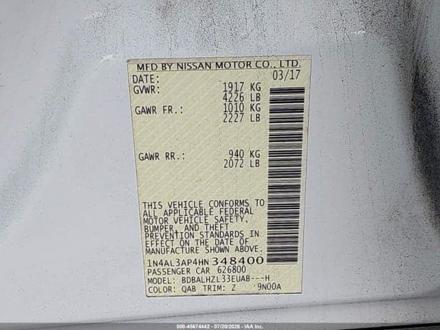 2017 NISSAN ALTIMA 2.5 SR 9