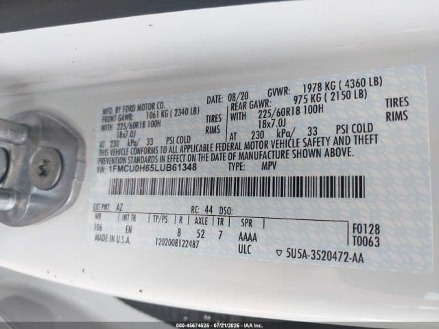 2020 FORD ESCAPE SEL 9