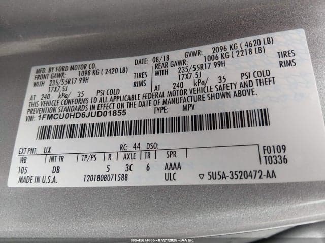 2018 FORD ESCAPE SEL 9
