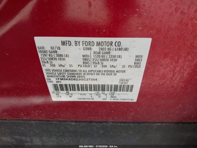 2018 FORD EXPLORER XLT 9