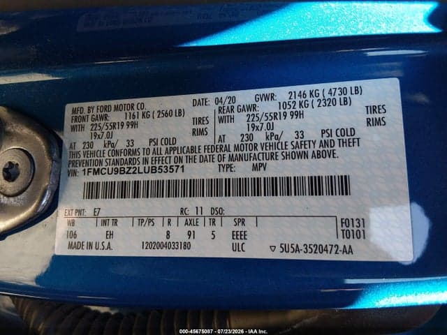 2020 FORD ESCAPE SE SPORT HYBRID 9