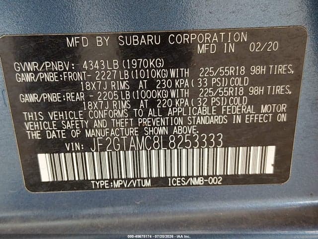 2020 SUBARU CROSSTREK LIMITED 9