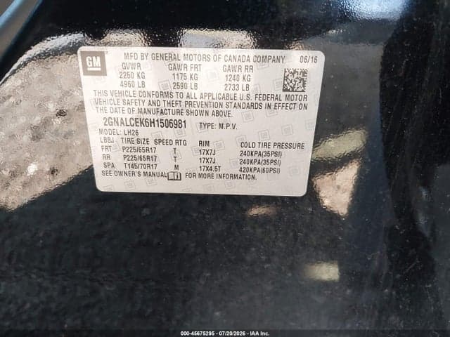 2017 CHEVROLET EQUINOX LT 9