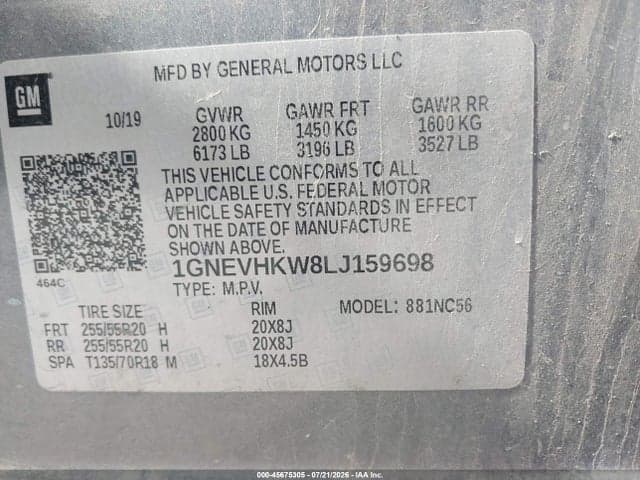2020 CHEVROLET TRAVERSE AWD LT LEATHER 9
