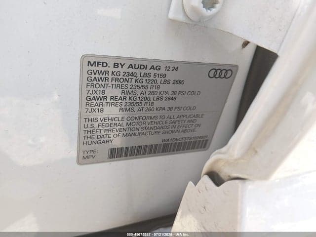2025 AUDI Q3 PREMIUM 45 TFSI S LINE QUATTRO TIPTRONIC 9