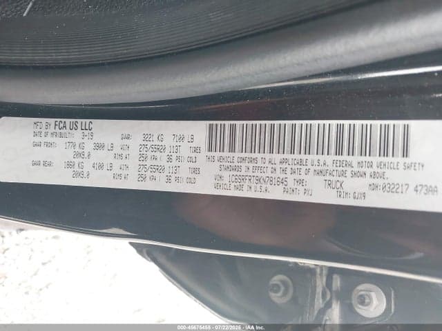 2019 RAM 1500 LARAMIE 4X4 6'4 BOX 9