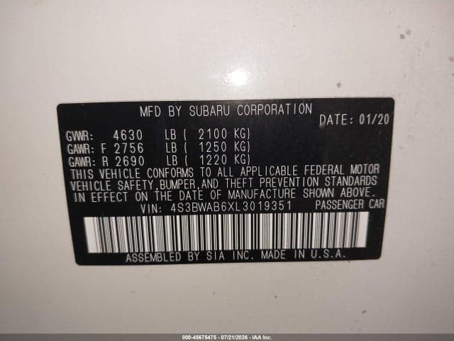 2020 SUBARU LEGACY 9