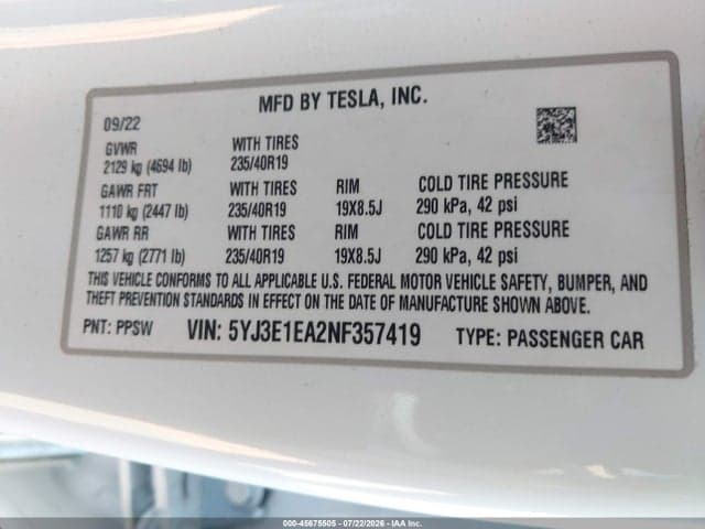 2022 TESLA MODEL 3 REAR-WHEEL DRIVE 9