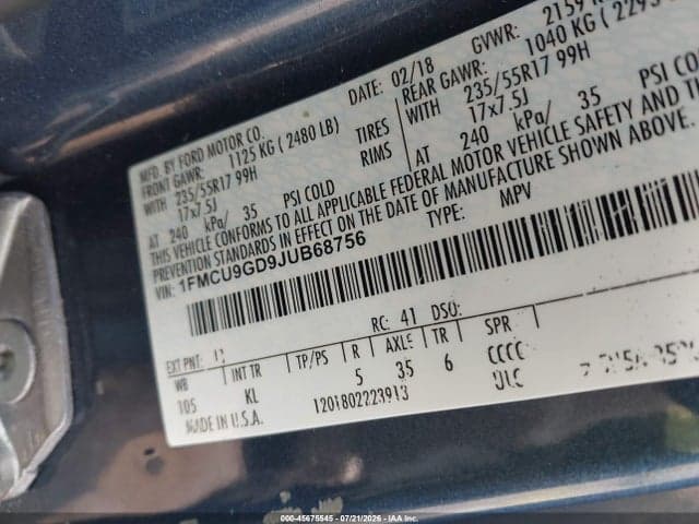 2018 FORD ESCAPE SE 9