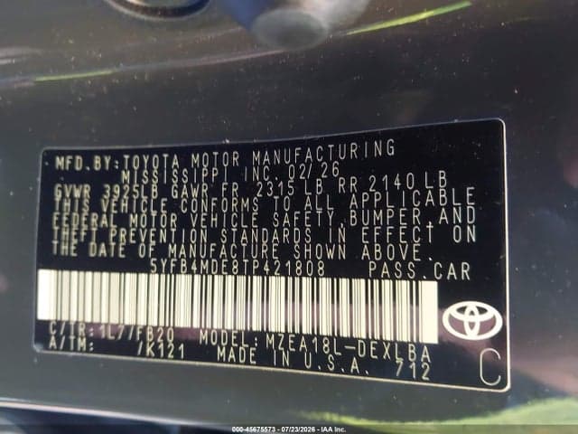 2026 TOYOTA COROLLA LE 9