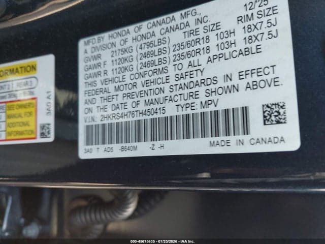 2026 HONDA CR-V EX-L AWD 9
