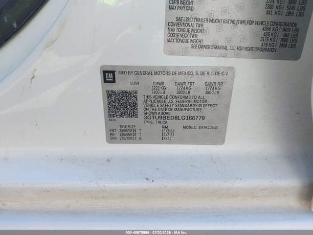 2020 GMC SIERRA 1500 4WD SHORT BOX SLE 9