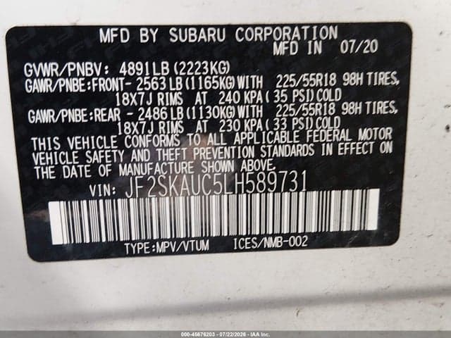 2020 SUBARU FORESTER LIMITED 9