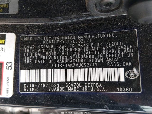 2021 TOYOTA CAMRY TRD 9