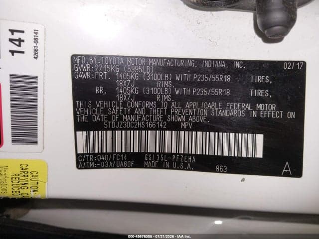 2017 TOYOTA SIENNA LE 7 PASSENGER 10